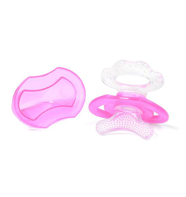 Babyono silicone teether first teeth pink, , medium