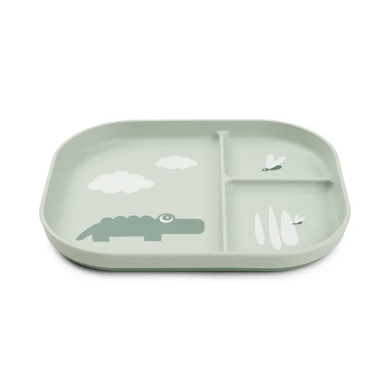 Done by deer foodie compartment plate croco - green, , medium-null