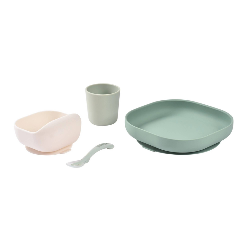 Beaba silicone meal set 4pcs - sage green/mistygreen, , medium-null