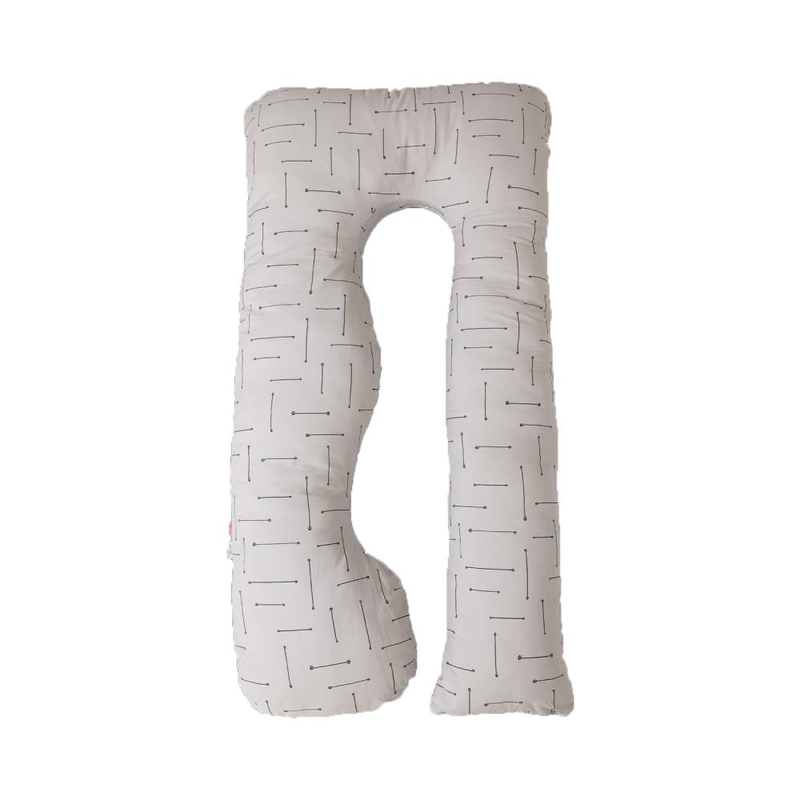 Simply good premium pregnancy pillow - grey stripe on beige, , medium-null