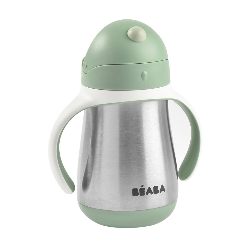 Beaba stainless steel cup straw 250ml - sage green, , medium-null