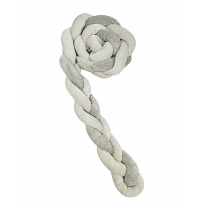 Kikka boo braided bumper 180cm 3 braids (12cm) grey, , medium
