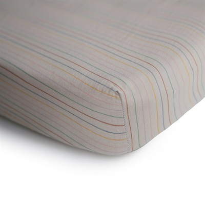 Mushie crib sheet medium retro stripes, , medium