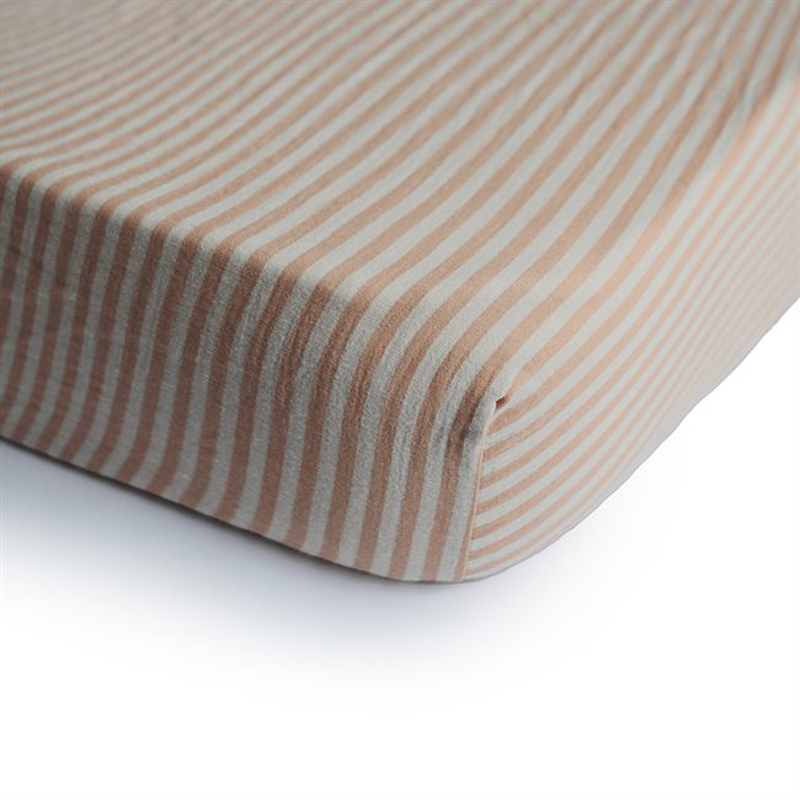 Mushie crib sheet small natural stripe, , medium-null