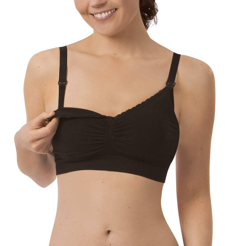 Carriwell seamless nursing bra black l, , medium-null