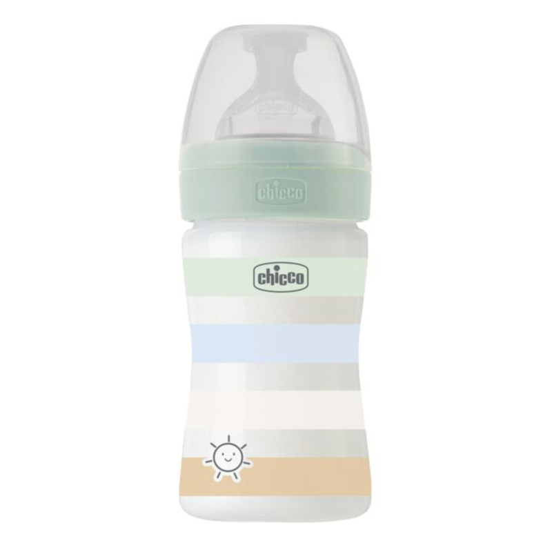 Chicco plastic baby bottle well being anti-colic | 150ml | 0m+ | blue, , medium-null