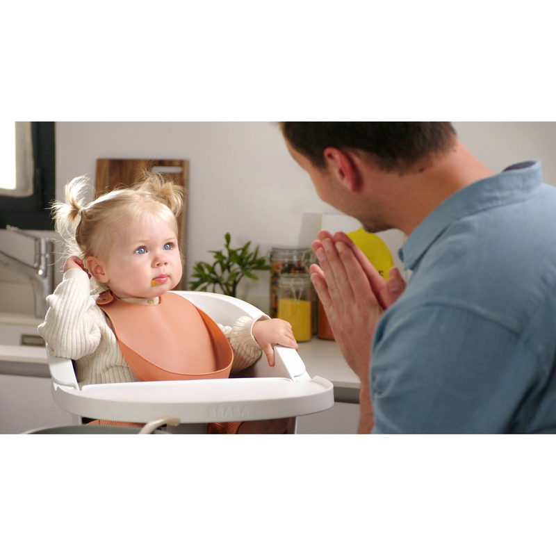 Beaba silicone bib - terracotta, , medium-null