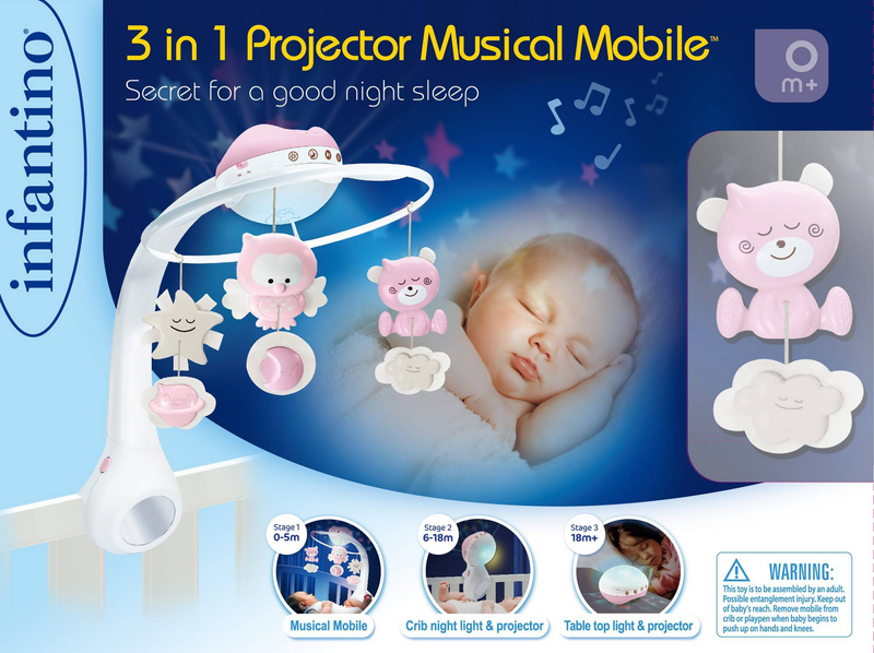 Infantino 3in1 projector musical mobile - pink, , medium-null