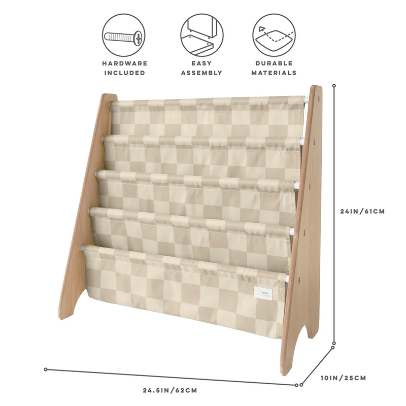 3 sprouts book rack - checkerboard beige, , medium-null