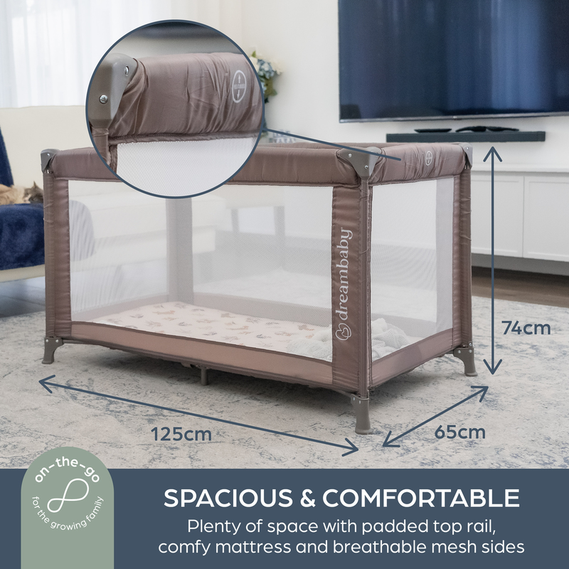 Dreambaby quest full-size travel cot (120x60cm) &ndash; taupe, , medium-null