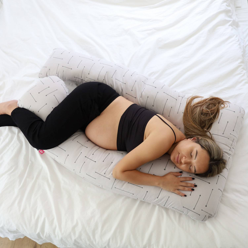 Simply good premium pregnancy pillow - grey stripe on beige, , medium-null