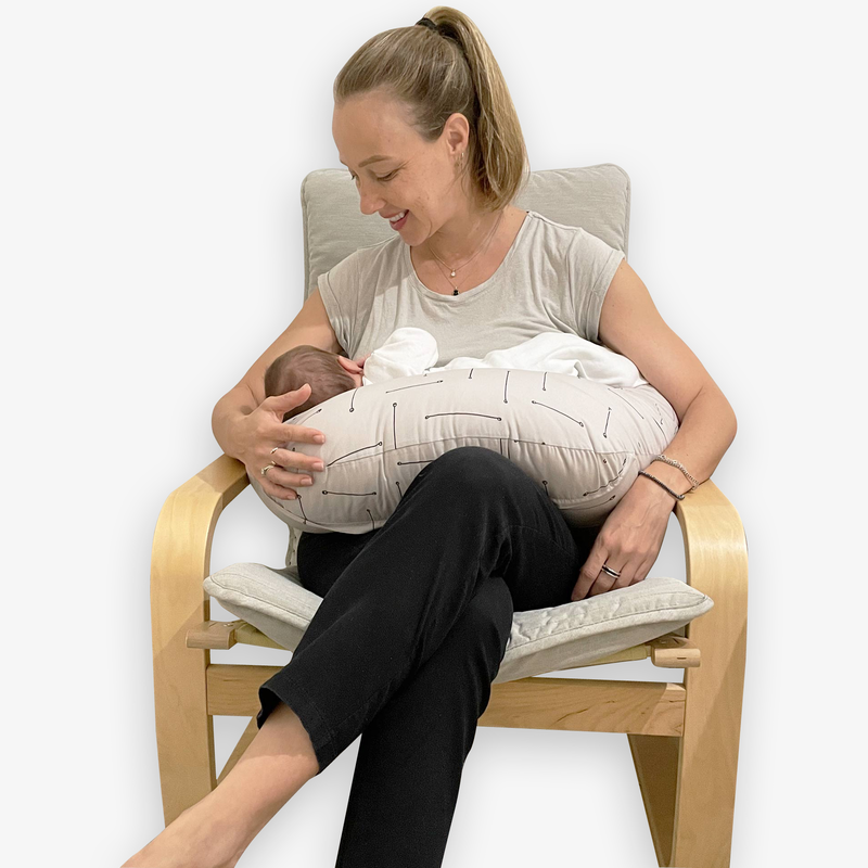 Simply good nursing pillow compact - grey stripe on beige, , medium-null