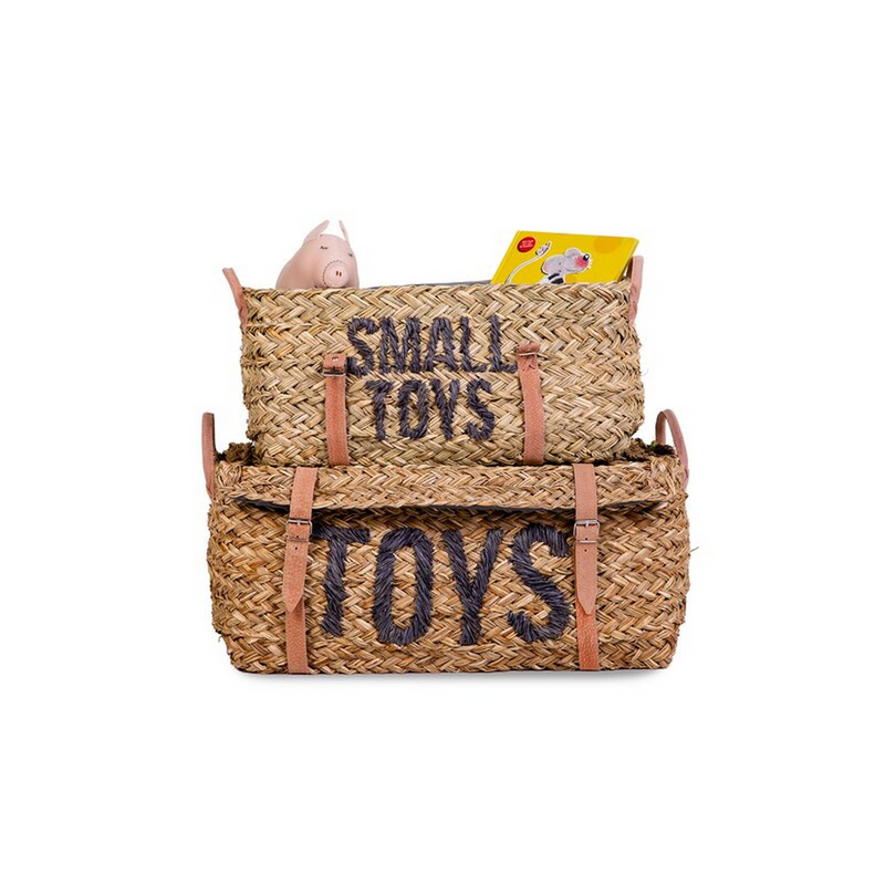 Childhome toy box rattan set of 2 - anthracite, , medium-null