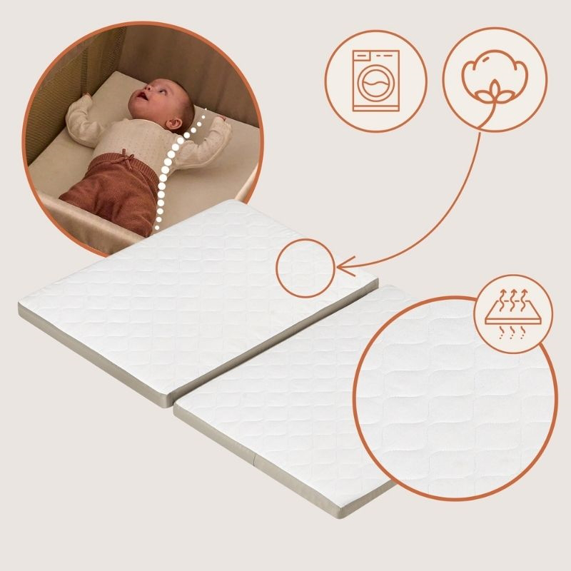 Alice beige olive travel crib 3 in 1, , medium-null