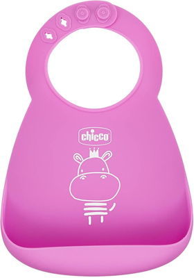 Chicco easy roll silicone bib pink 6m+, , medium