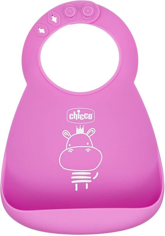 Chicco easy roll silicone bib pink 6m+, , medium-null