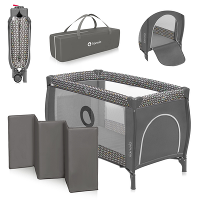 Sven plus grey scandi travel cot, , medium