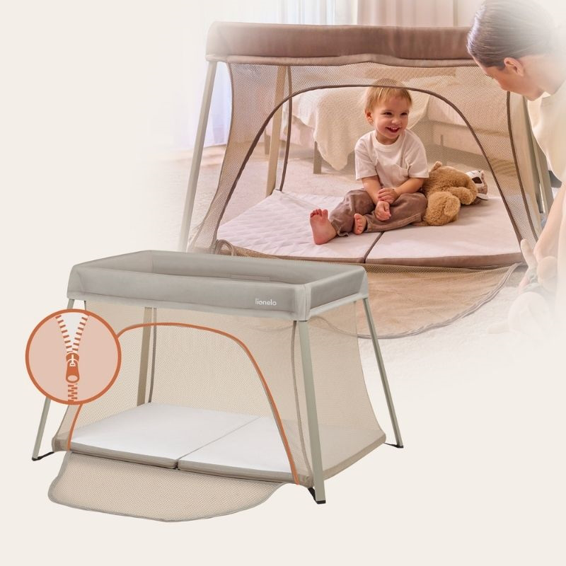 Alice beige olive travel crib 3 in 1, , medium-null