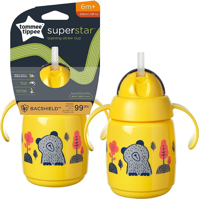 Tommee tippee superstar training straw cup 6m+ x 300ml yellow, , medium-null