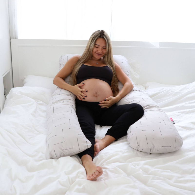 Simply good premium pregnancy pillow - grey stripe on beige, , medium-null