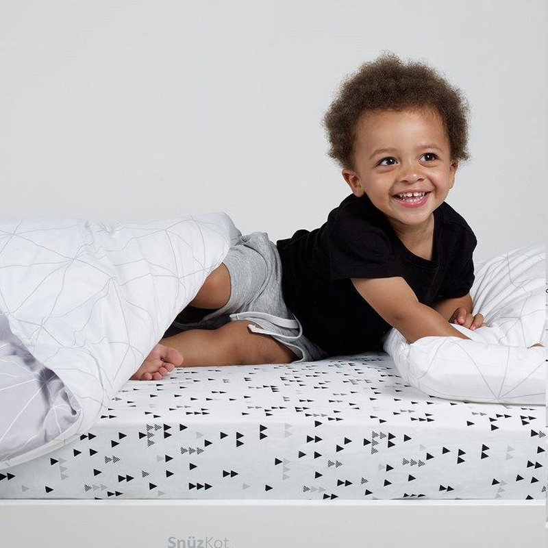 Snuz cot bed duvet & pillow cover - geo mono, , medium-null