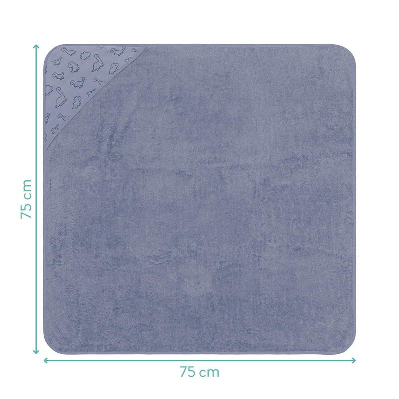 Fillikid hooded towel 75x75cm - dino blue, , medium-null