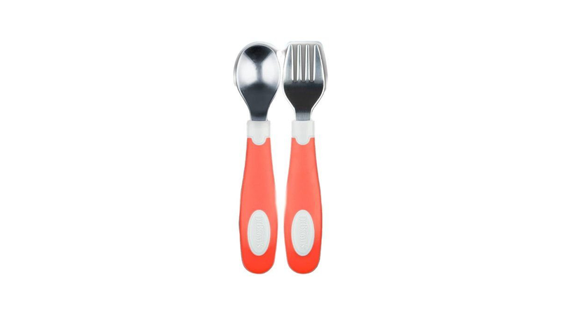Dr. Brown's soft grip spoon & fork coral set 2 x 12m+, , medium-null
