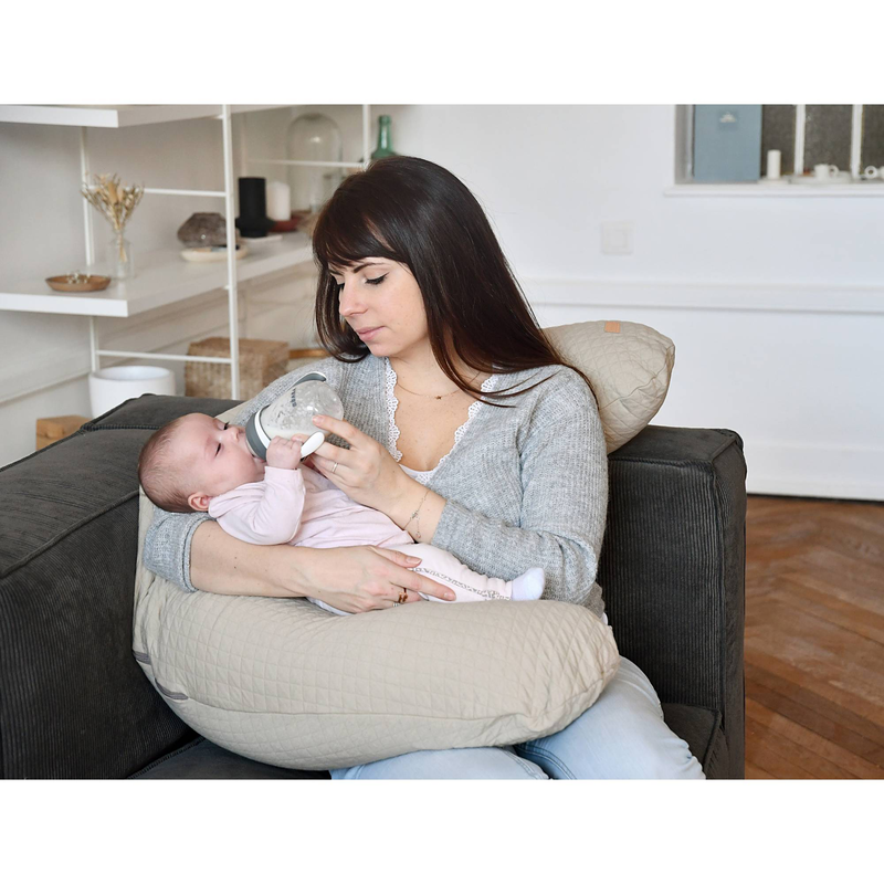 Beaba big flopsy nursing pillow - fleur de coton linen, , medium-null
