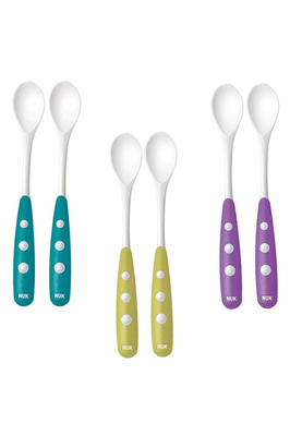 Nuk easy learning feeding spoon 6m + x 2 pieces - ideal for tall jars - various colours, , medium
