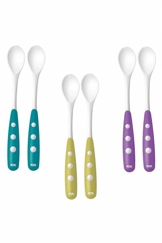 Nuk easy learning feeding spoon 6m + x 2 pieces - ideal for tall jars - various colours, , medium-null