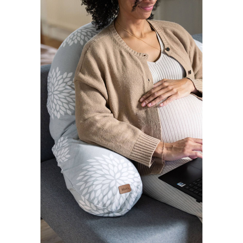 Beaba big flopsy nursing pillow - jersey flower grey, , medium-null