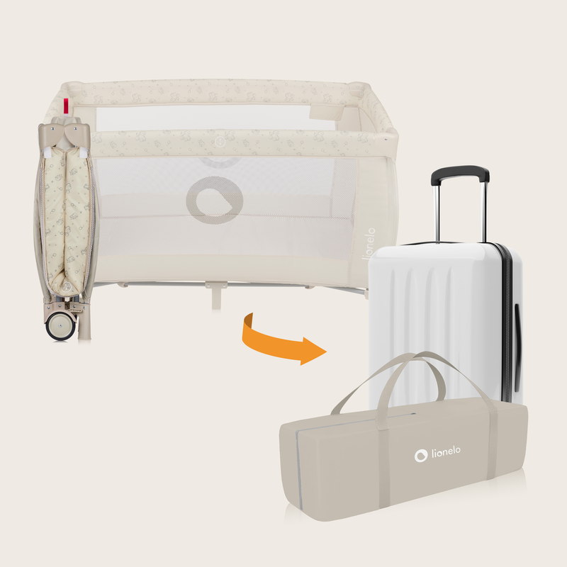 Sven plus beige latte travel cot, , medium-null