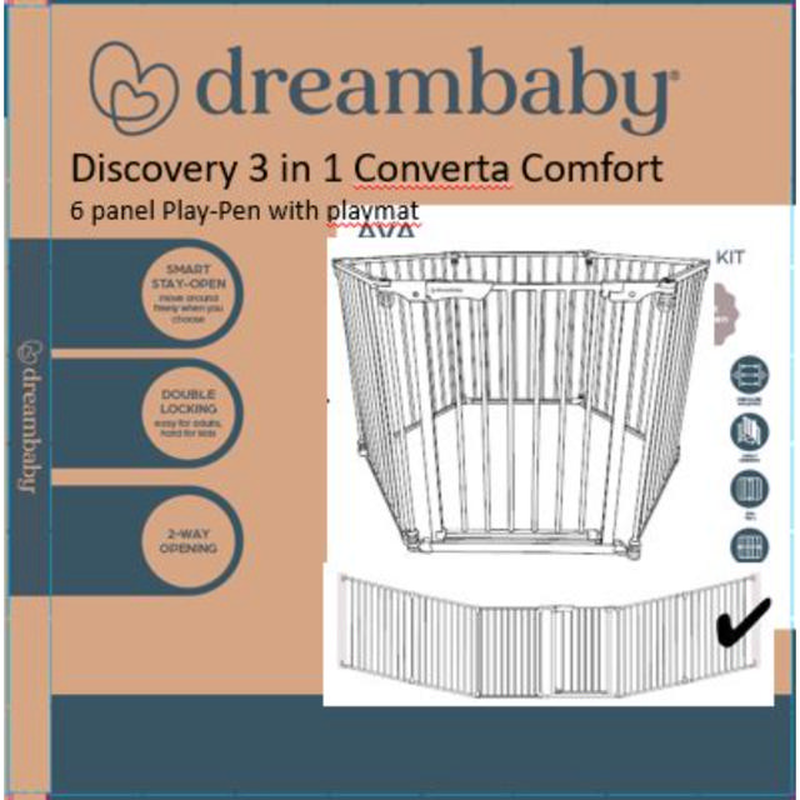 Dreambaby discovery 6 panel playpen 3in1 85.5-3.75m, , medium-null