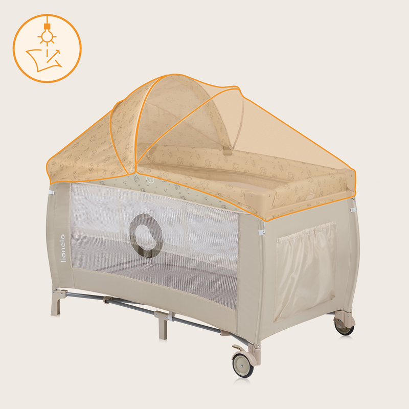 Sven plus beige latte travel cot, , medium-null
