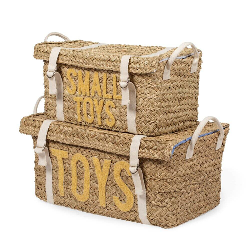 Childhome toy box rattan set of 2 - yellow, , medium-null