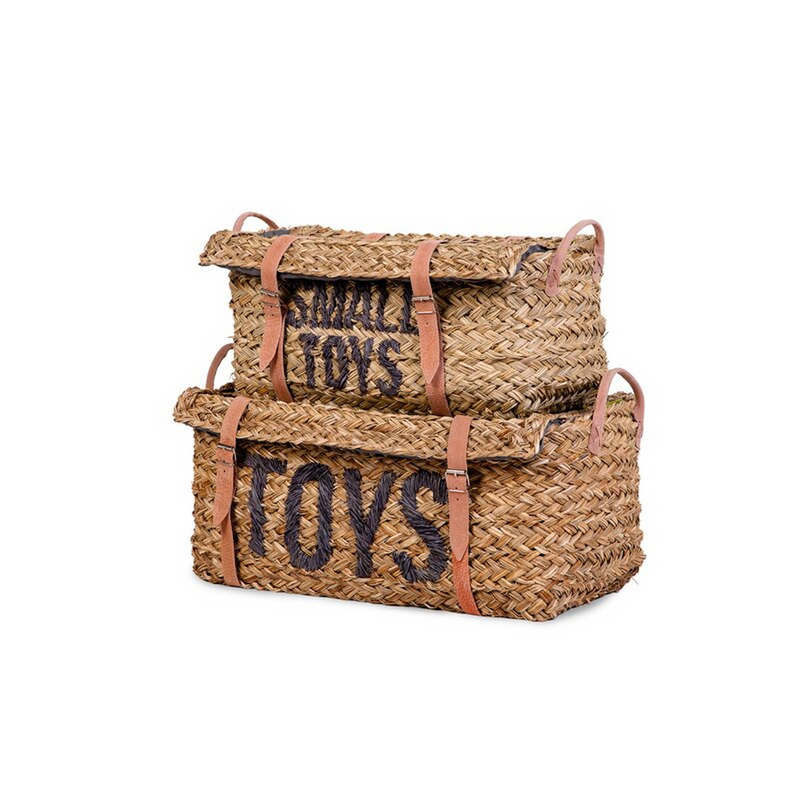 Childhome toy box rattan set of 2 - anthracite, , medium-null