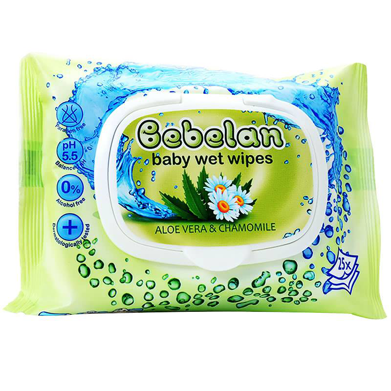 Bebelan baby wipes aloe & chamomile 24s, , medium-null