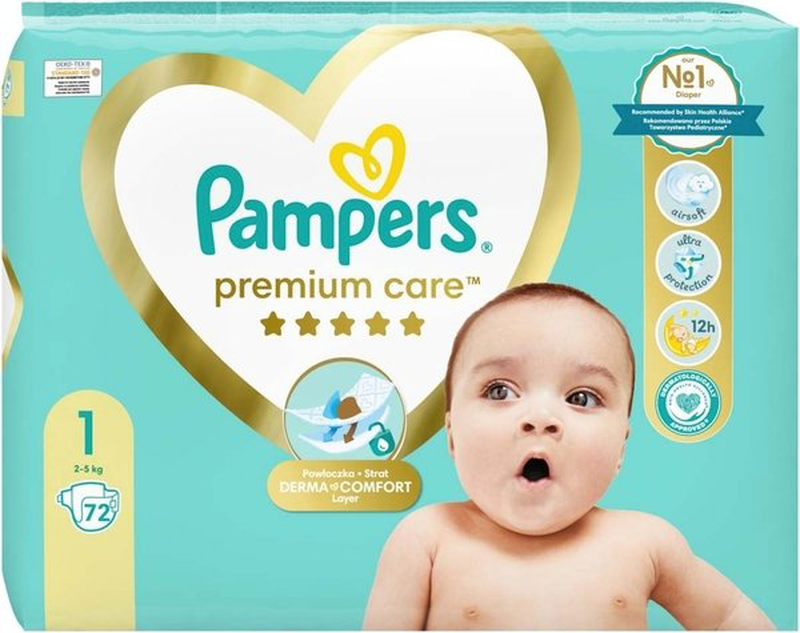Pampers | premium care &pi;ά&nu;&epsilon;&sigmaf; &mu;έ&gamma;&epsilon;&theta;&omicron;&sigmaf; 1 (2kg-5kg) | 72&tau;&epsilon;&mu;, , medium-null