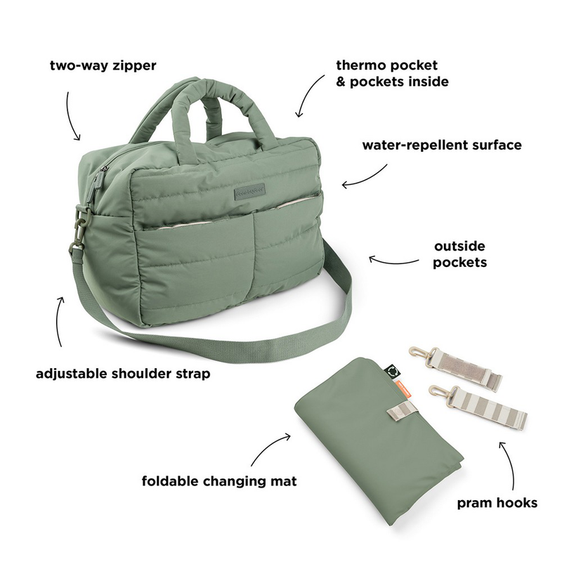 Done by deer quilted changing bag - green, , medium-null