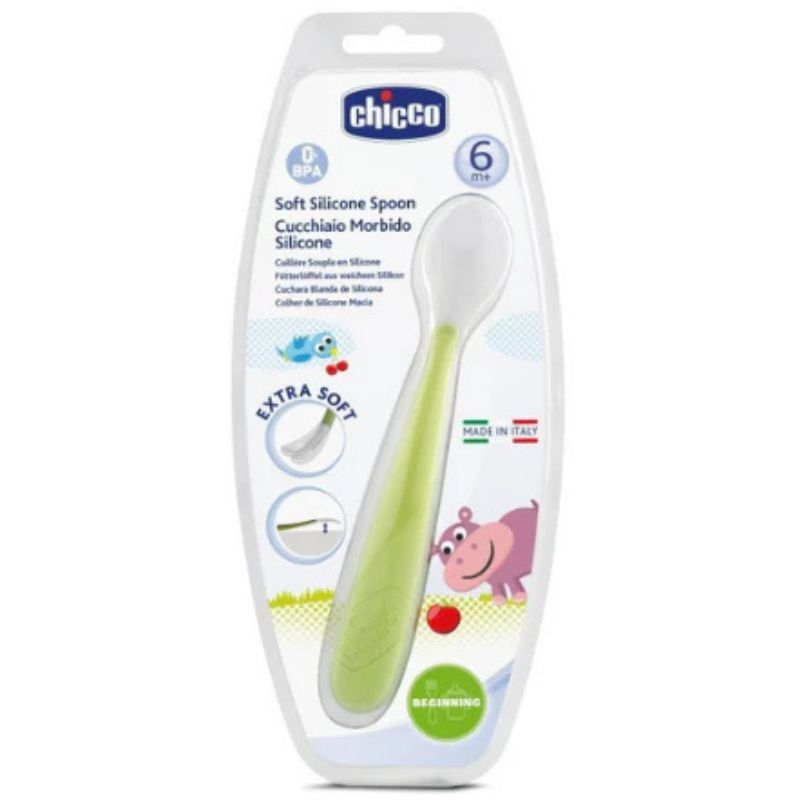 Chicco baby silicone spoon soft green f01-06828-51, , medium-null