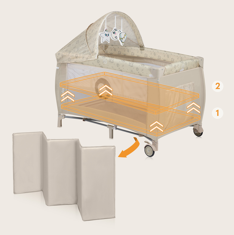 Sven plus beige latte travel cot, , medium-null
