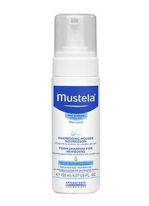 Mustela foam shampoo for newborns, to prevent& care flakes associated with cradle cap 150ml, , medium-null