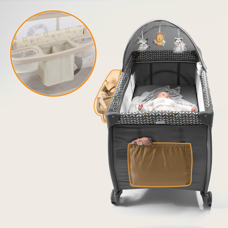 Sven plus beige latte travel cot, , medium-null