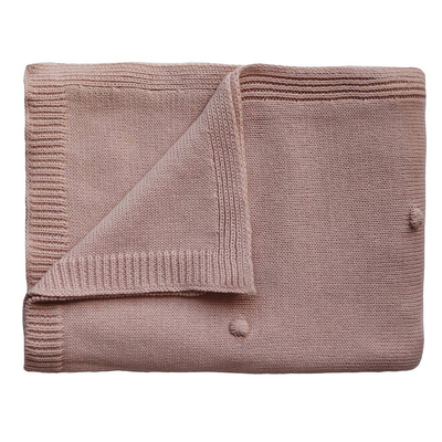 Mushie knitted baby blanket textured dots blush, , medium