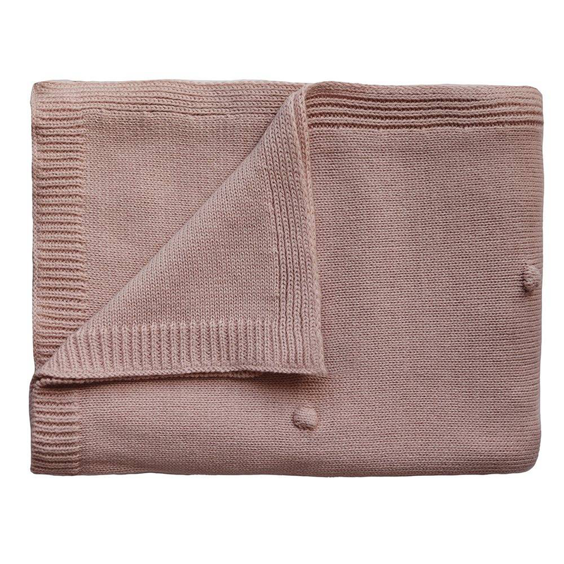 Mushie knitted baby blanket textured dots blush, , medium-null