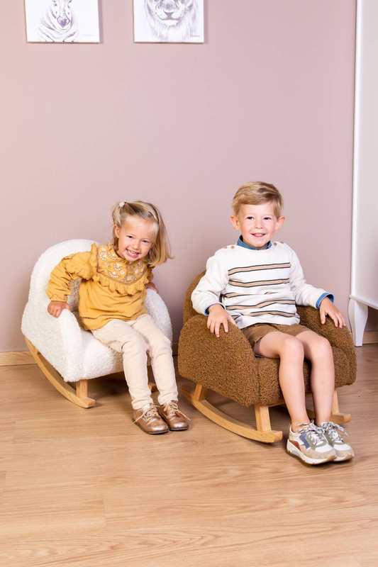 Childhome kids rocking chair - teddy/off white, , medium-null