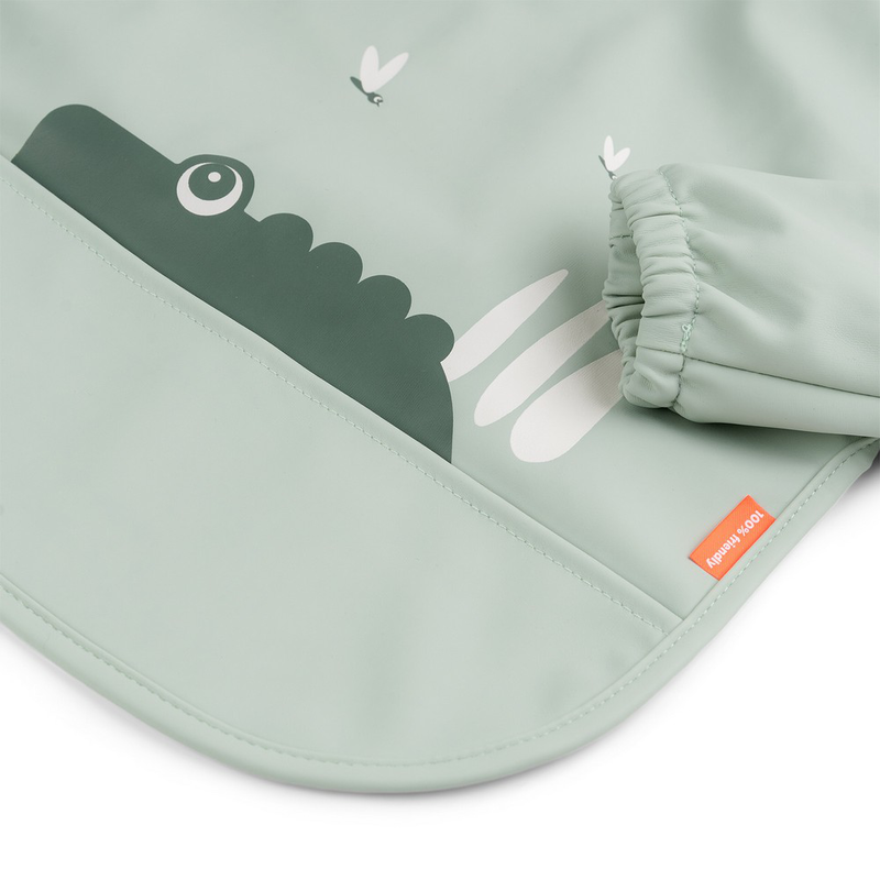 Done by deer sleeved pocket bib croco - green, , medium-null
