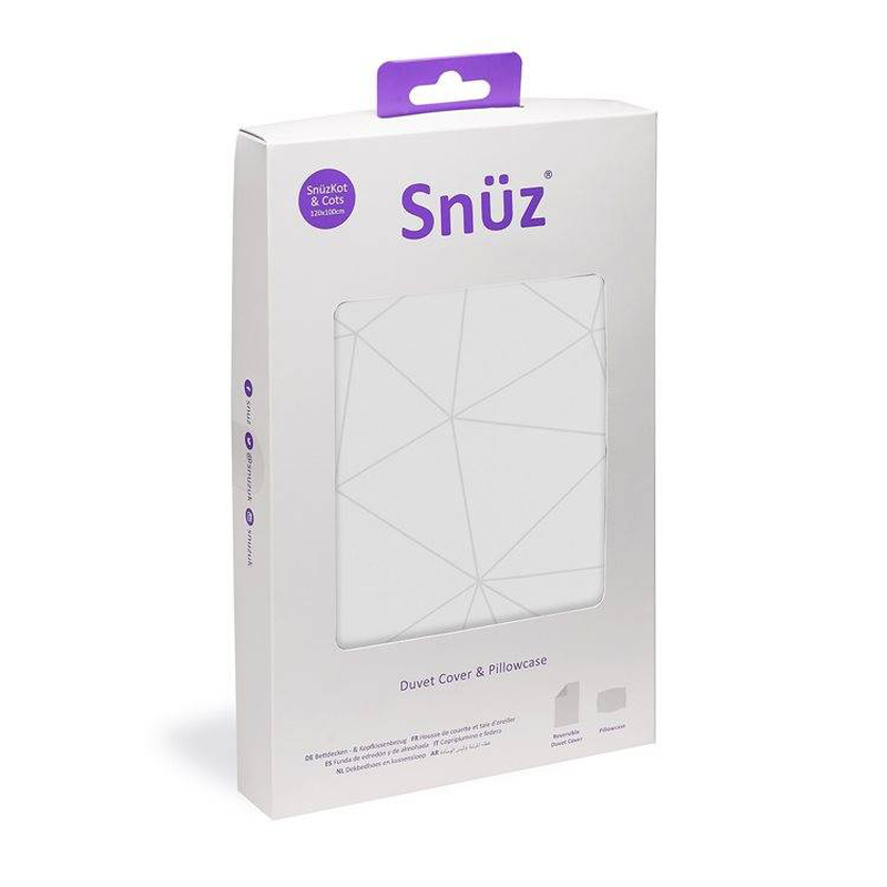 Snuz cot bed duvet & pillow cover - geo mono, , medium-null