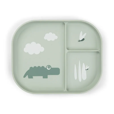 Done by deer foodie compartment plate croco - green, , medium