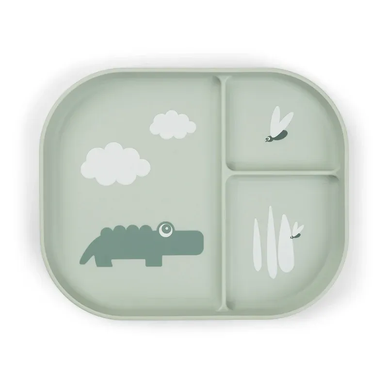 Done by deer foodie compartment plate croco - green, , medium-null